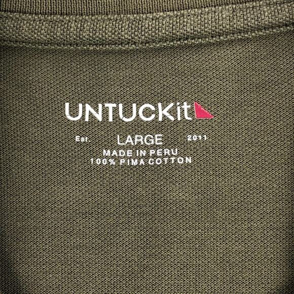 UNTUCKit Mens Polo Shirt Large Hunter Green Long Sleeve Pima Cotton Collared - Picture 3 of 11
